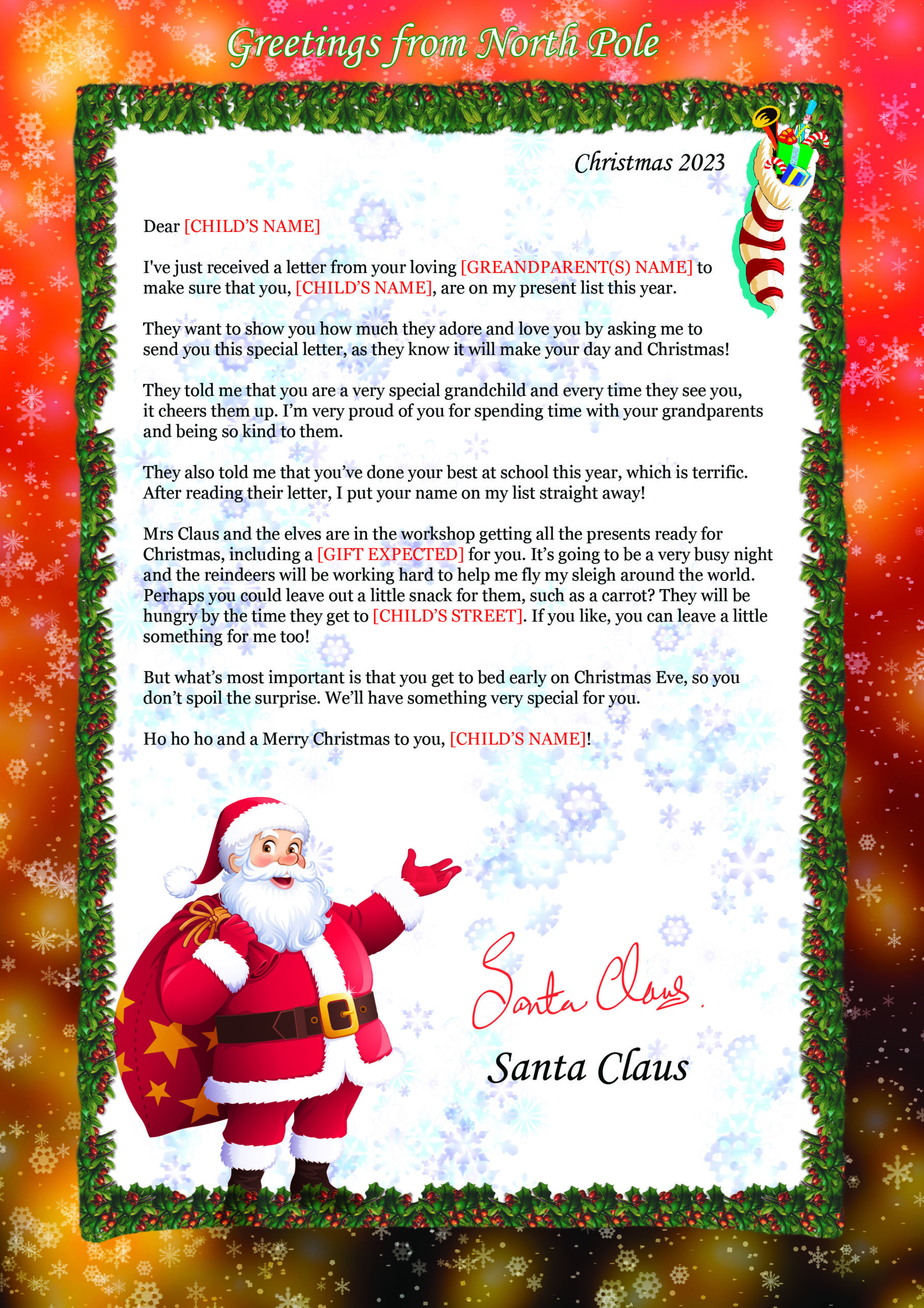 Santa Letter 7 – Special Grandchild
