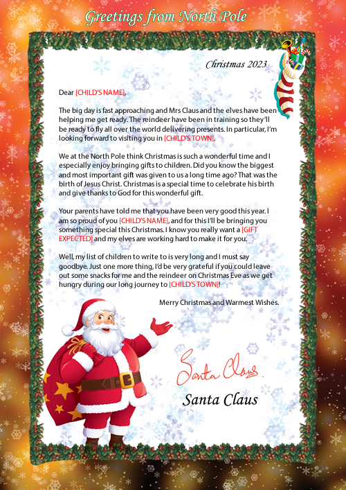 Santa Letter 6 – Christian Letter